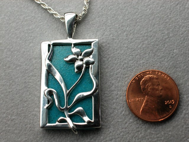 Sterling Silver and Blue Enamel Pendant