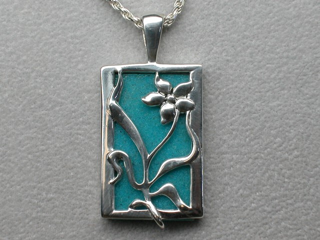 Sterling Silver and Blue Enamel Pendant